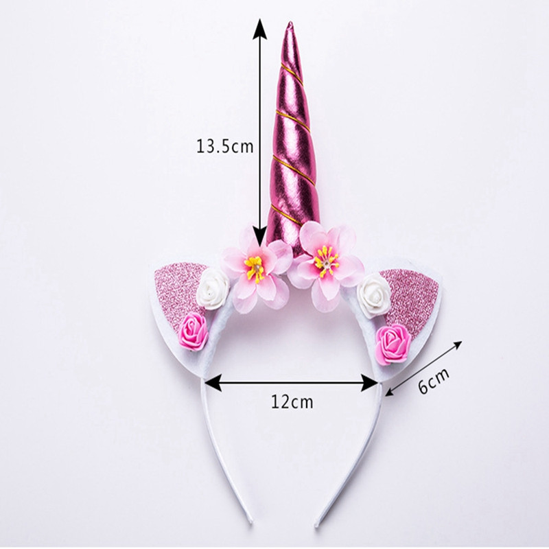Nove djevojke, slatki jednorog, cvijet, mačje uši, trake za glavu, dječja pokrivala za glavu, rekviziti za fotografije, obruč za kosu, trake za kosu, dječji dodaci za kosu