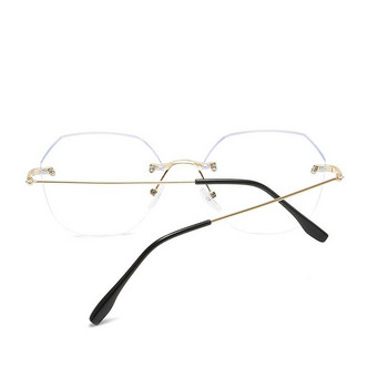 Ultralight Frameless Polygon Blue Light Blocking Glasses Myopia Finish Γυναικεία γυαλιά διόπτρας υπερμεγέθη 0 -0,5 -1,0 έως -4,0