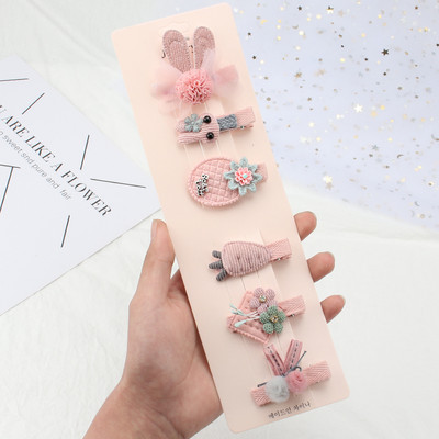 6Pcs/Set Tkanina Crtić Ukosnica Dječja slatka kopča za kosu Djevojka Cvijet mrkve ne boli Kosa Šiške kopča Dodaci za kosu