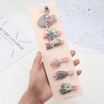 6Pcs/Set Tkanina Crtić Ukosnica Dječja slatka kopča za kosu Djevojka Cvijet mrkve ne boli Kosa Šiške kopča Dodaci za kosu