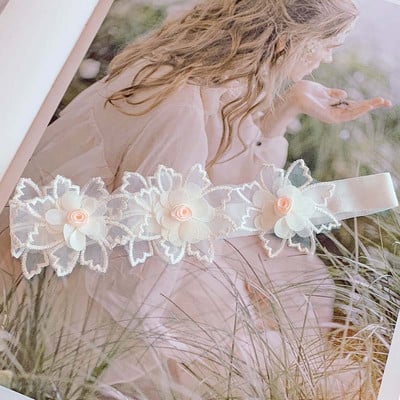 Βρεφική κεφαλόδεσμος Ins Lolita Lace Beaded Flower Baby Girls Hairband Hundred Days Βρεφική κεφαλή φλοράλ αξεσουάρ μαλλιών για νήπια