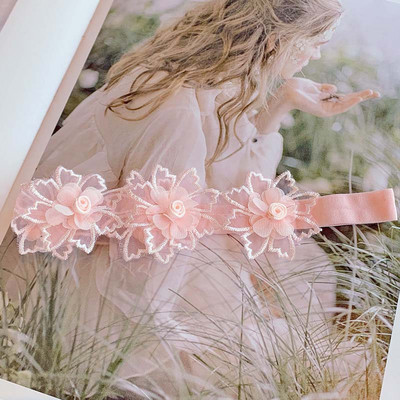 Βρεφική κεφαλόδεσμος Ins Lolita Lace Beaded Flower Baby Girls Hairband Hundred Days Βρεφική κεφαλή φλοράλ αξεσουάρ μαλλιών για νήπια