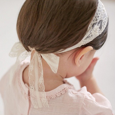 Βρεφική κεφαλόδεσμος Ins Lolita Lace Beaded Flower Baby Girls Hairband Hundred Days Βρεφική κεφαλή φλοράλ αξεσουάρ μαλλιών για νήπια