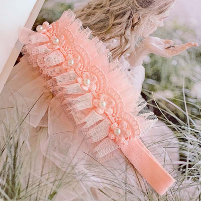 Βρεφική κεφαλόδεσμος Ins Lolita Lace Beaded Flower Baby Girls Hairband Hundred Days Βρεφική κεφαλή φλοράλ αξεσουάρ μαλλιών για νήπια
