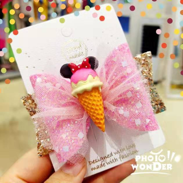 Sladoledne mašne Thumbelina Drška za kosu Svjetlucave mašne za kosu s kopčom Mašna za plesnu zabavu Kosa za kosu Ukosnice za djevojke Dodaci za kosu