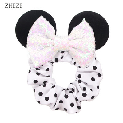 2kom/lot novih lijepih mišjih ušiju sa šljokicama i mašnom Ženske baršunaste gumice za kosu Modne trake za kosu oko struka Traka za glavu za djevojčice