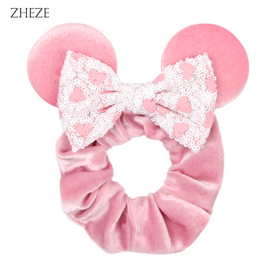 2kom/lot novih lijepih mišjih ušiju sa šljokicama i mašnom Ženske baršunaste gumice za kosu Modne trake za kosu oko struka Traka za glavu za djevojčice