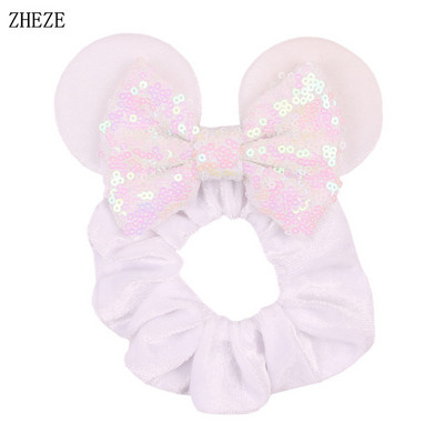 2kom/lot novih lijepih mišjih ušiju sa šljokicama i mašnom Ženske baršunaste gumice za kosu Modne trake za kosu oko struka Traka za glavu za djevojčice