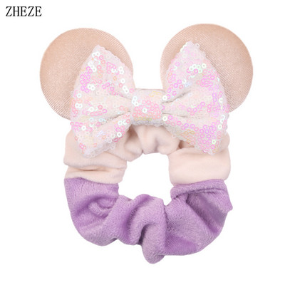 2kom/lot novih lijepih mišjih ušiju sa šljokicama i mašnom Ženske baršunaste gumice za kosu Modne trake za kosu oko struka Traka za glavu za djevojčice