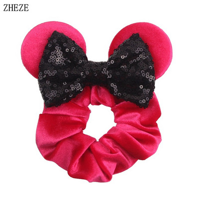 2kom/lot novih lijepih mišjih ušiju sa šljokicama i mašnom Ženske baršunaste gumice za kosu Modne trake za kosu oko struka Traka za glavu za djevojčice
