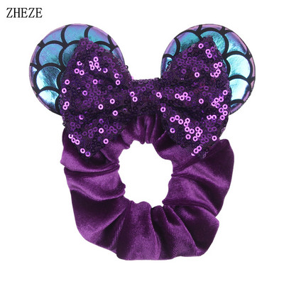 2kom/lot novih lijepih mišjih ušiju sa šljokicama i mašnom Ženske baršunaste gumice za kosu Modne trake za kosu oko struka Traka za glavu za djevojčice