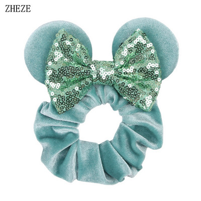 2kom/lot novih lijepih mišjih ušiju sa šljokicama i mašnom Ženske baršunaste gumice za kosu Modne trake za kosu oko struka Traka za glavu za djevojčice