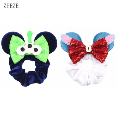 2kom/lot novih lijepih mišjih ušiju sa šljokicama i mašnom Ženske baršunaste gumice za kosu Modne trake za kosu oko struka Traka za glavu za djevojčice