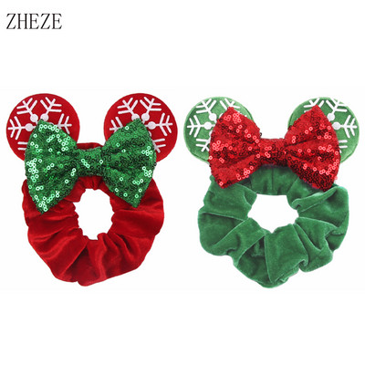 2kom/lot novih lijepih mišjih ušiju sa šljokicama i mašnom Ženske baršunaste gumice za kosu Modne trake za kosu oko struka Traka za glavu za djevojčice