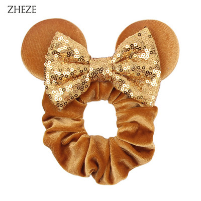 2kom/lot novih lijepih mišjih ušiju sa šljokicama i mašnom Ženske baršunaste gumice za kosu Modne trake za kosu oko struka Traka za glavu za djevojčice