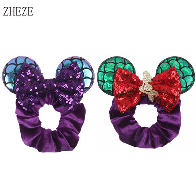 2kom/lot novih lijepih mišjih ušiju sa šljokicama i mašnom Ženske baršunaste gumice za kosu Modne trake za kosu oko struka Traka za glavu za djevojčice