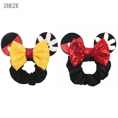 2kom/lot novih lijepih mišjih ušiju sa šljokicama i mašnom Ženske baršunaste gumice za kosu Modne trake za kosu oko struka Traka za glavu za djevojčice