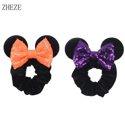 2kom/lot novih lijepih mišjih ušiju sa šljokicama i mašnom Ženske baršunaste gumice za kosu Modne trake za kosu oko struka Traka za glavu za djevojčice