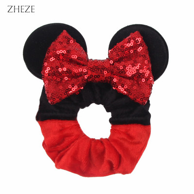 2kom/lot novih lijepih mišjih ušiju sa šljokicama i mašnom Ženske baršunaste gumice za kosu Modne trake za kosu oko struka Traka za glavu za djevojčice