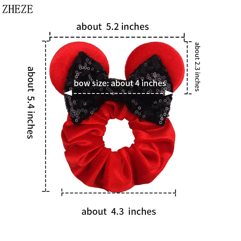 2kom/lot novih lijepih mišjih ušiju sa šljokicama i mašnom Ženske baršunaste gumice za kosu Modne trake za kosu oko struka Traka za glavu za djevojčice