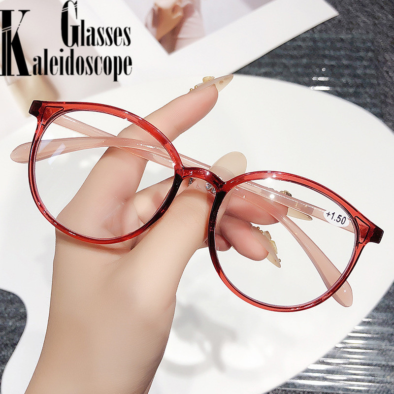 Kerek antikék fényű olvasószemüvegek női férfi divat TR90 Hyperopia szemüveg ultrakönnyű dioptria+1,0 +1,5 +2,0 +2,5 3,0 3,5 4,0