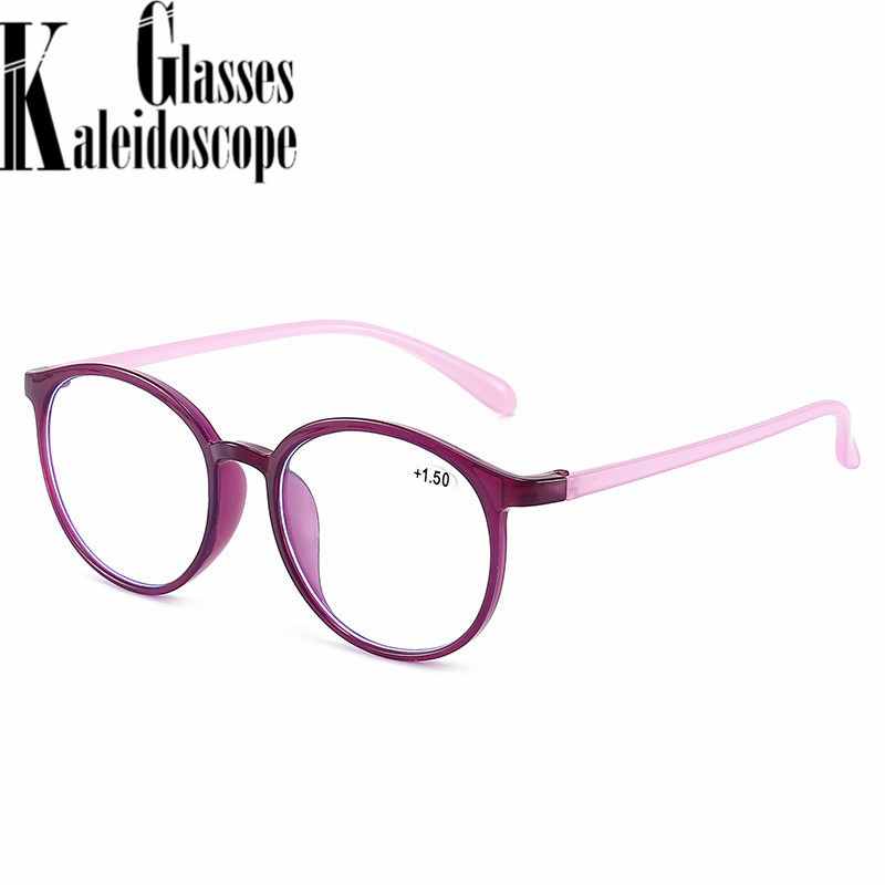 Kerek antikék fényű olvasószemüvegek női férfi divat TR90 Hyperopia szemüveg ultrakönnyű dioptria+1,0 +1,5 +2,0 +2,5 3,0 3,5 4,0