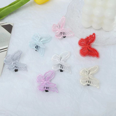 Bareta fluture de modă, straturi duble, din tul, agrafă de păr pentru copii, ac de păr pentru nuntă, accesorii de păr