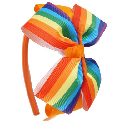 ncmama benzi de păr acoperite cu satin, cu funde de păr curcubeu, pentru copii, fete, fundite tip panglică imprimate, bentite dure, accesorii de păr