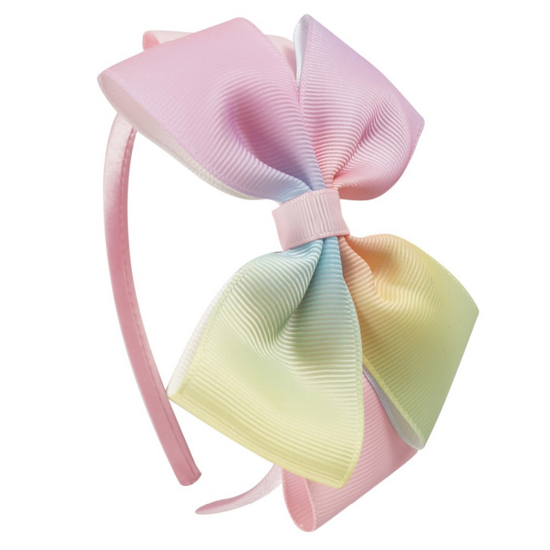 ncmama benzi de păr acoperite cu satin, cu funde de păr curcubeu, pentru copii, fete, fundite tip panglică imprimate, bentite dure, accesorii de păr