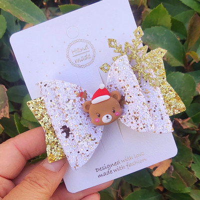 Palčić, 3,5 inča, ljupke mašne za kosu za Djed Božićnjak, slatke kopče za kosu Pokrivala za glavu Ukosnice Dodaci za kosu