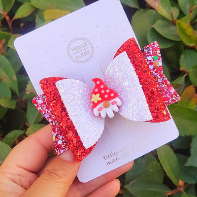 Palčić, 3,5 inča, ljupke mašne za kosu za Djed Božićnjak, slatke kopče za kosu Pokrivala za glavu Ukosnice Dodaci za kosu