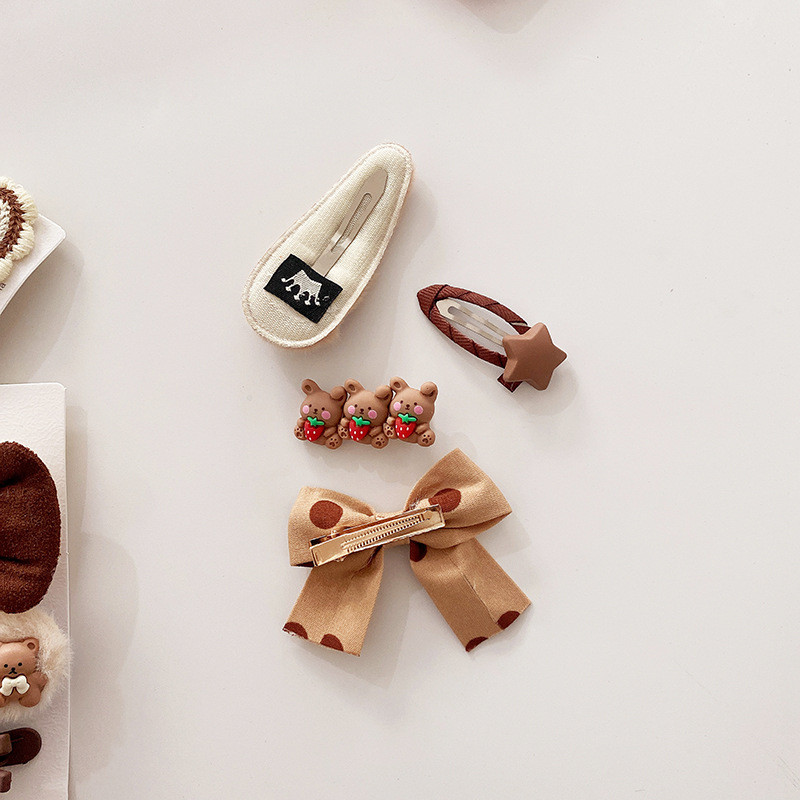 Set de agrafe de păr cu fundă de pluș de desene animate drăguțe din Coreea Set de agrafe de păr pentru copii, fete, agrafe, accesorii, pentru femei, prințesă, agrafă, căciulă.