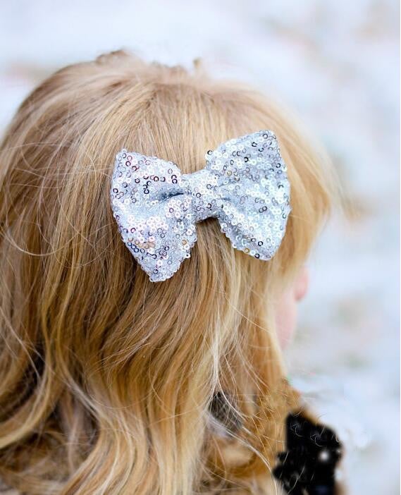 1 PC Big Bow Auksinė sidabrinė Spalvingi blizgučiai mergaičių plaukų aksesuarai Plaukų lankelis su segtukais Plaukų segtukai Dovana