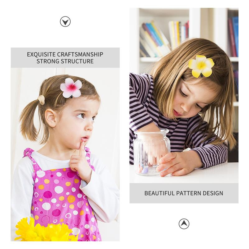 24 vnt. 6 cm Havajų Plumeria gėlių plaukų segtukai Plaukų aksesuarai, skirti papuošti paplūdimio vakarėlį vestuvių renginiui (12 mišrių spalvų)