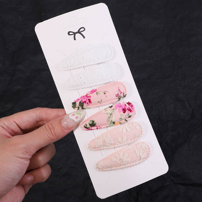 6 tk/komplekt Magusad tikitud prindiga juukseklambrid lastele vesipiisakujulised juuksenõelad BB-klambrid peakatted peakatted tüdrukutele juukseaksessuaarid