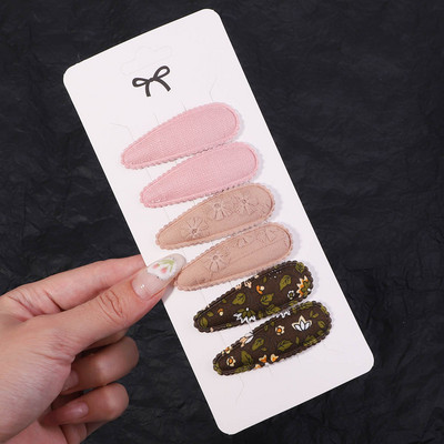 6 tk/komplekt Magusad tikitud prindiga juukseklambrid lastele vesipiisakujulised juuksenõelad BB-klambrid peakatted peakatted tüdrukutele juukseaksessuaarid