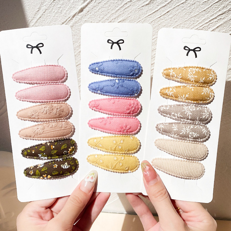 6 tk/komplekt Magusad tikitud prindiga juukseklambrid lastele vesipiisakujulised juuksenõelad BB-klambrid peakatted peakatted tüdrukutele juukseaksessuaarid