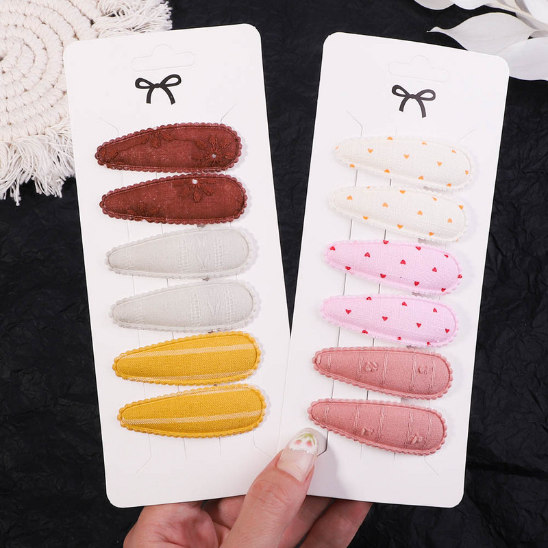 6 tk/komplekt Magusad tikitud prindiga juukseklambrid lastele vesipiisakujulised juuksenõelad BB-klambrid peakatted peakatted tüdrukutele juukseaksessuaarid