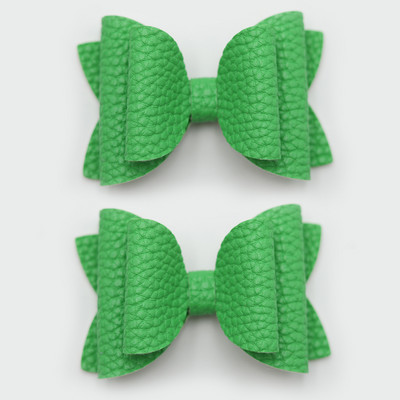 2 bucăți drăguț de culoare bomboană boutique ace de păr cu fundă din piele laterale agrafe de păr lucrate manual accesorii de păr elegante fete copii femei accesorii pentru cap