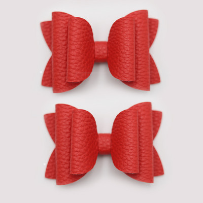 2 bucăți drăguț de culoare bomboană boutique ace de păr cu fundă din piele laterale agrafe de păr lucrate manual accesorii de păr elegante fete copii femei accesorii pentru cap