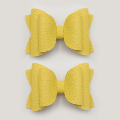 2 bucăți drăguț de culoare bomboană boutique ace de păr cu fundă din piele laterale agrafe de păr lucrate manual accesorii de păr elegante fete copii femei accesorii pentru cap