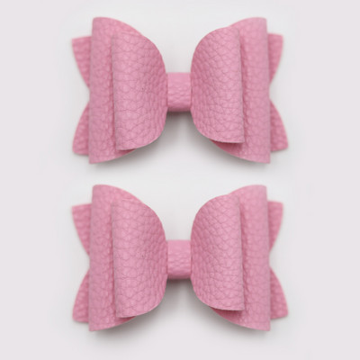 2 bucăți drăguț de culoare bomboană boutique ace de păr cu fundă din piele laterale agrafe de păr lucrate manual accesorii de păr elegante fete copii femei accesorii pentru cap