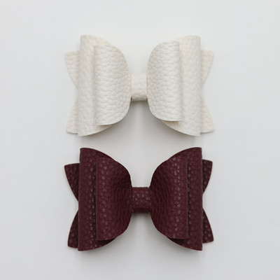 2 bucăți drăguț de culoare bomboană boutique ace de păr cu fundă din piele laterale agrafe de păr lucrate manual accesorii de păr elegante fete copii femei accesorii pentru cap