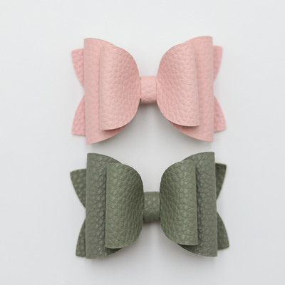 2 bucăți drăguț de culoare bomboană boutique ace de păr cu fundă din piele laterale agrafe de păr lucrate manual accesorii de păr elegante fete copii femei accesorii pentru cap