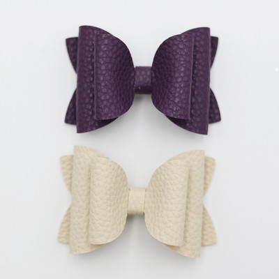 2 bucăți drăguț de culoare bomboană boutique ace de păr cu fundă din piele laterale agrafe de păr lucrate manual accesorii de păr elegante fete copii femei accesorii pentru cap