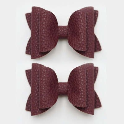 2 bucăți drăguț de culoare bomboană boutique ace de păr cu fundă din piele laterale agrafe de păr lucrate manual accesorii de păr elegante fete copii femei accesorii pentru cap