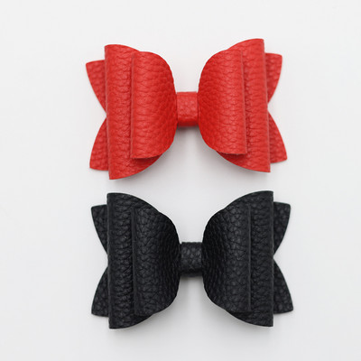 2 bucăți drăguț de culoare bomboană boutique ace de păr cu fundă din piele laterale agrafe de păr lucrate manual accesorii de păr elegante fete copii femei accesorii pentru cap