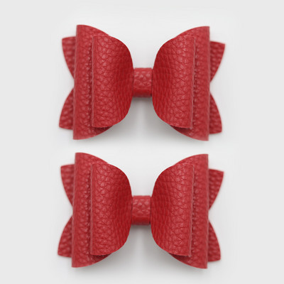 2 bucăți drăguț de culoare bomboană boutique ace de păr cu fundă din piele laterale agrafe de păr lucrate manual accesorii de păr elegante fete copii femei accesorii pentru cap