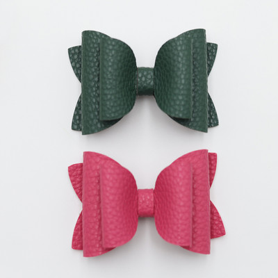 2 bucăți drăguț de culoare bomboană boutique ace de păr cu fundă din piele laterale agrafe de păr lucrate manual accesorii de păr elegante fete copii femei accesorii pentru cap