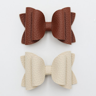 2 bucăți drăguț de culoare bomboană boutique ace de păr cu fundă din piele laterale agrafe de păr lucrate manual accesorii de păr elegante fete copii femei accesorii pentru cap